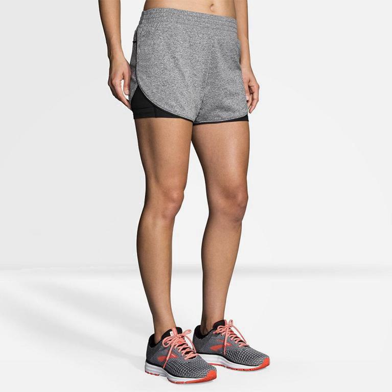 Brooks Rep 3 2-In-1 Womens Running Shorts Ireland Grey (KCMF-39865)